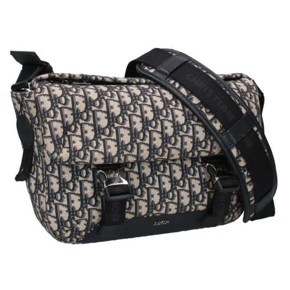 Dior Oblique Jacquard Messenger Shoulder Bag Grey x Navy Blue - Picture 1 of 5